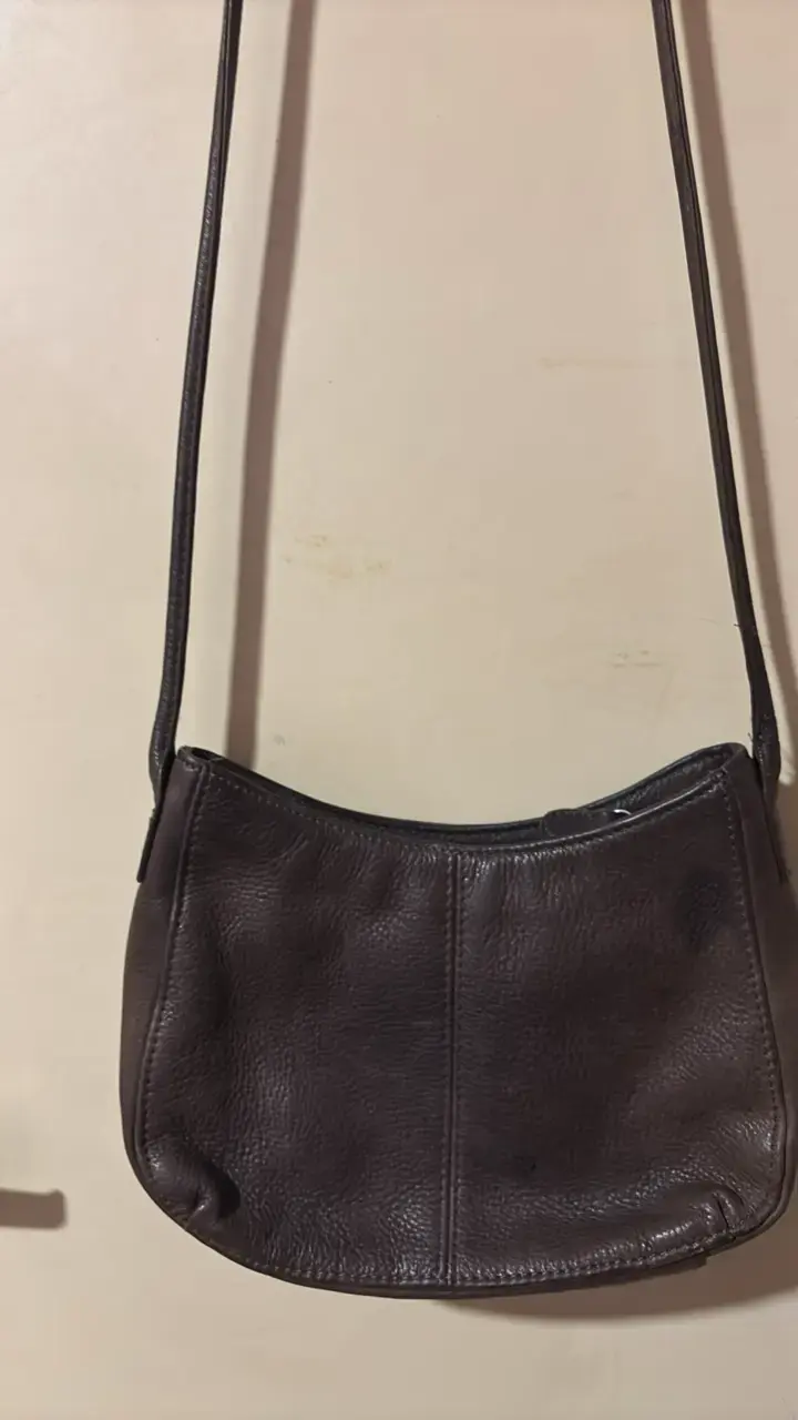 Cartera de cuero marrón con correa larga - 2