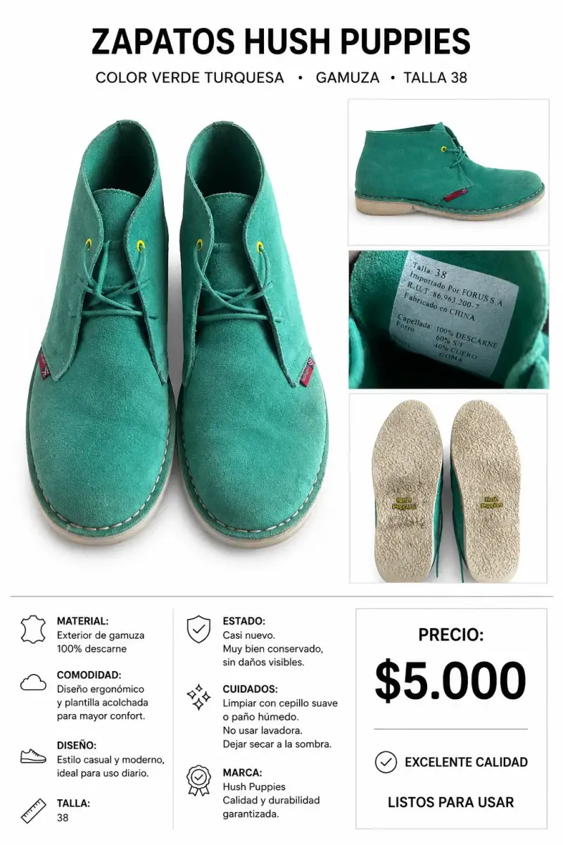 Zapatos Hush Puppies verde turquesa de gamuza