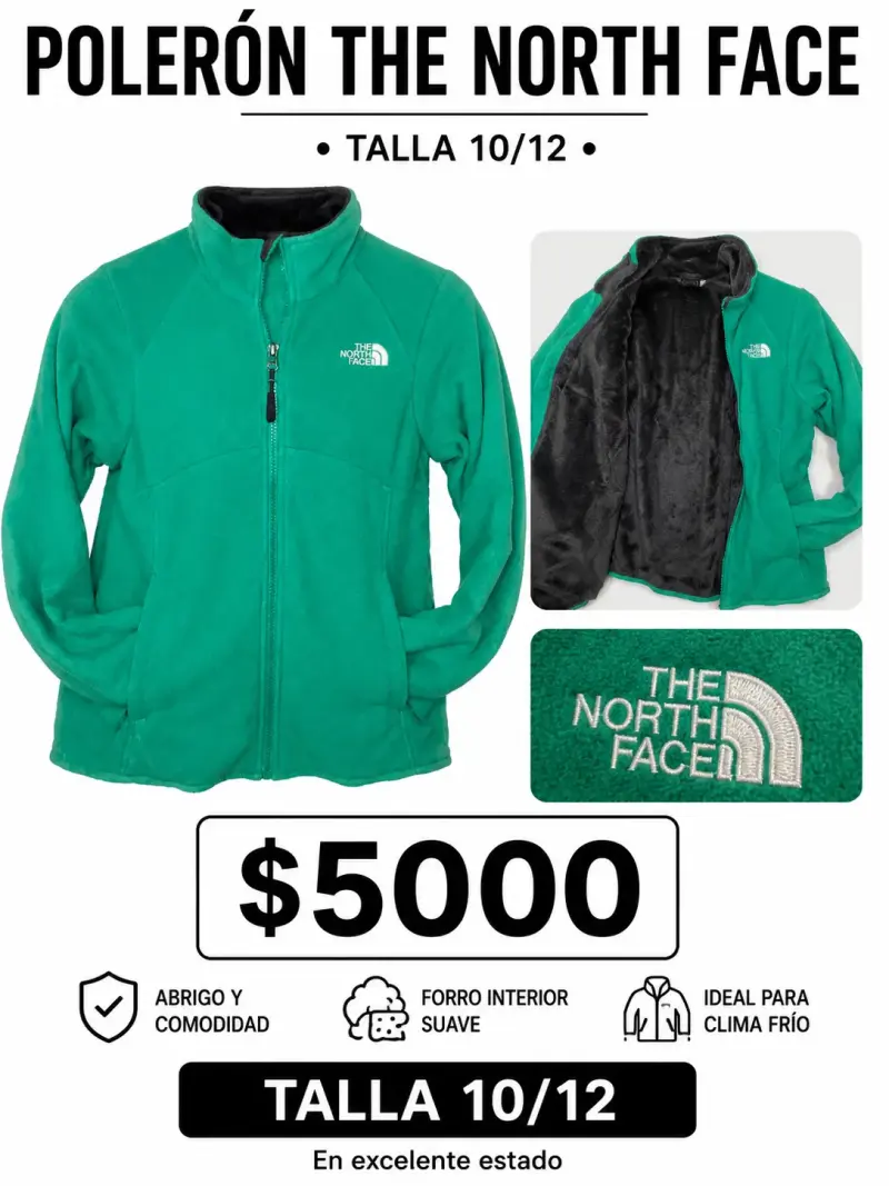 Polerón The North Face verde talla 10/12