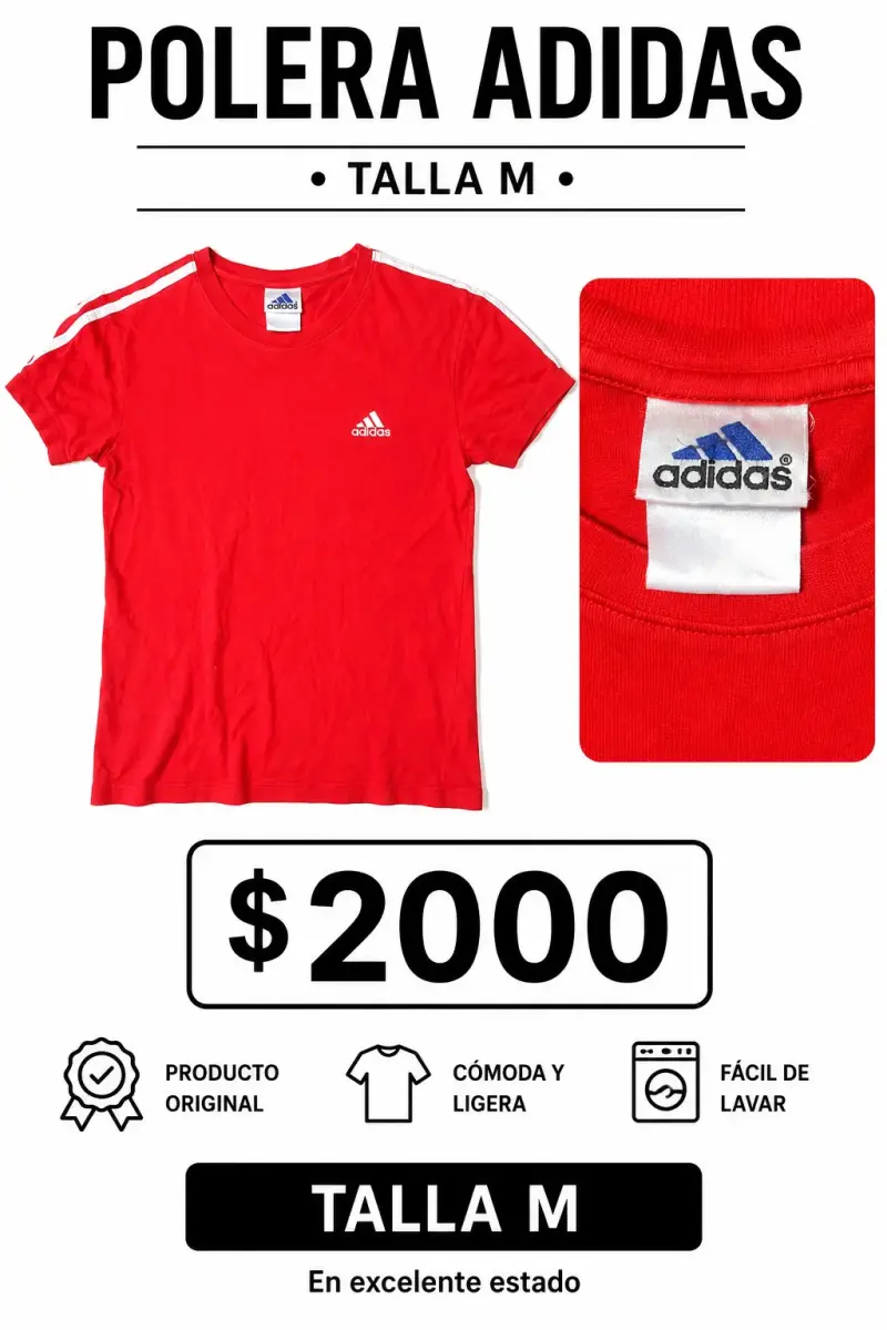 Polera Adidas roja talla M