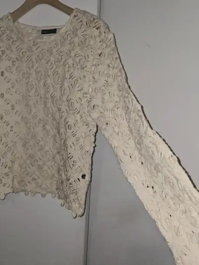 Suéter de encaje beige Zara Women - miniatura 4