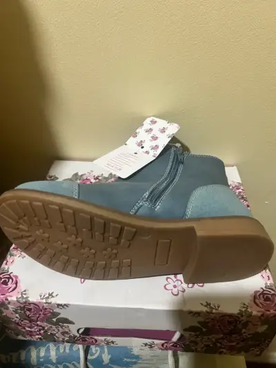 Botines de cuero azul con cierre lateral - miniatura 1