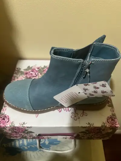 Botines de cuero azul con cierre lateral - miniatura 2