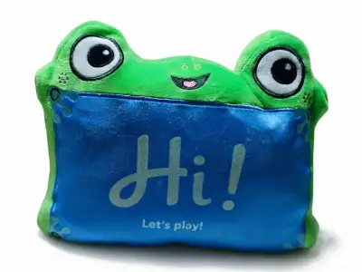 Cojín de peluche rana verde y azul - miniatura 1