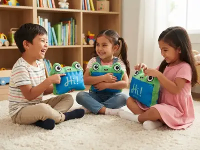 Cojín de peluche rana verde y azul - miniatura 3