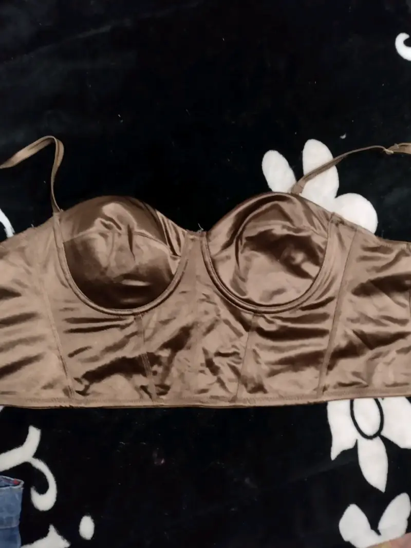 Top corset satinado marrón - 1