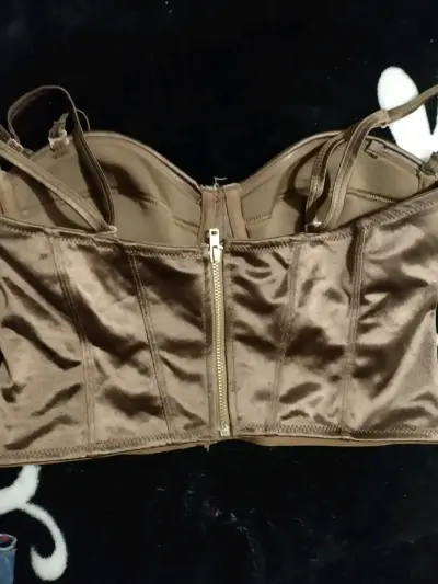 Top corset satinado marrón - miniatura 2