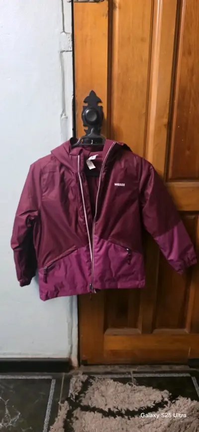 Chaqueta infantil Wedze burdeos con capucha - miniatura 2