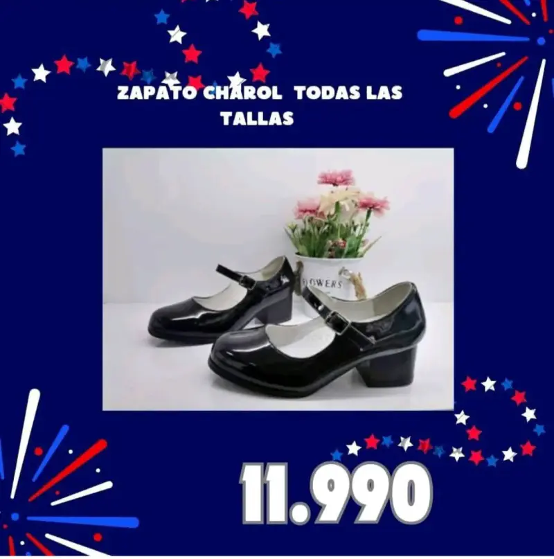 Zapatos de charol negro con tacón bajo - 2