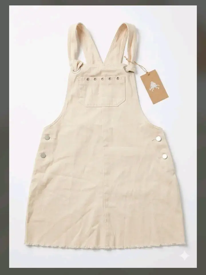 Jardinera beige de algodón con tirantes