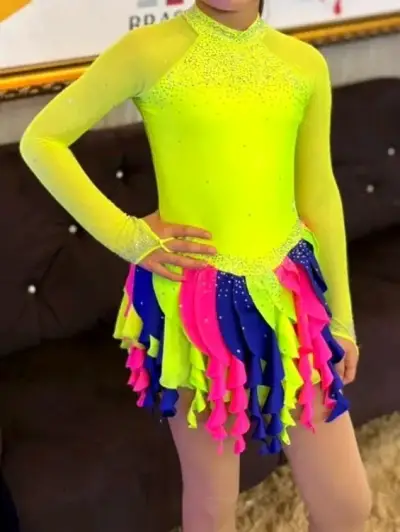 Malla de patinaje artístico neón multicolor - miniatura 2