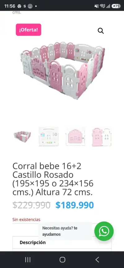 Corral de juegos infantil rosa y blanco - miniatura 3