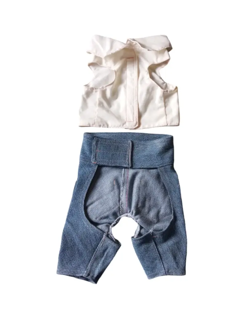 Conjunto de blusa y pantalon de mezclilla talla M - 3