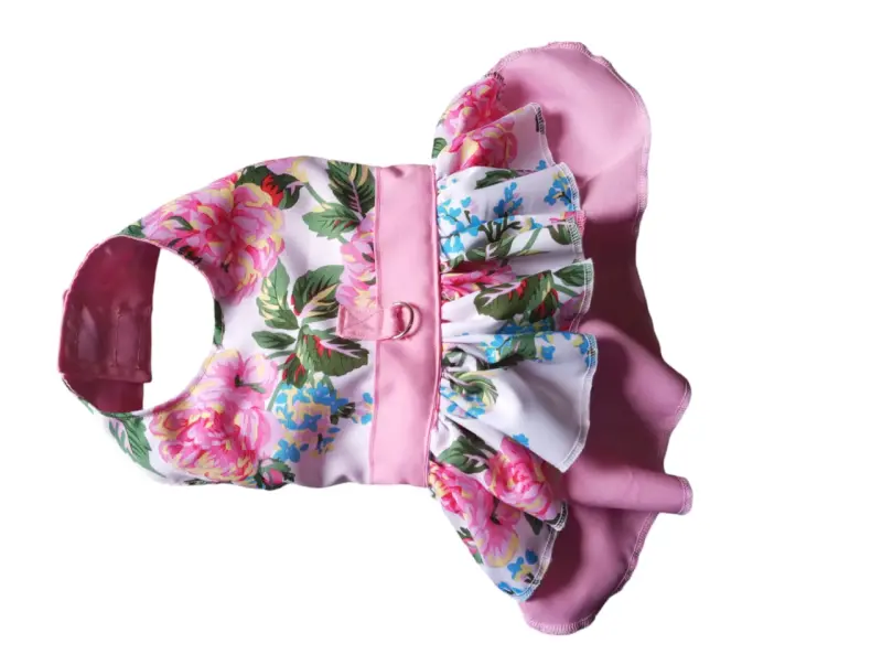 Vestido floral para perro con volantes - 1