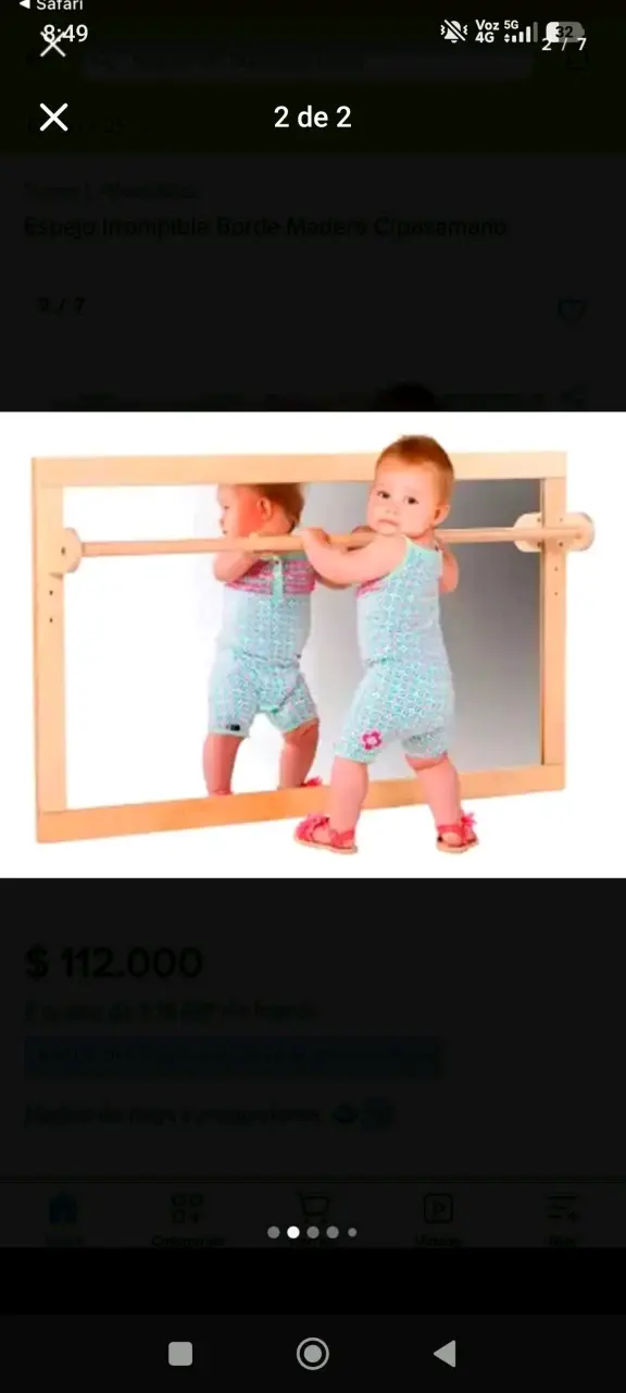 Espejo irrompible con borde de madera para niños - 2