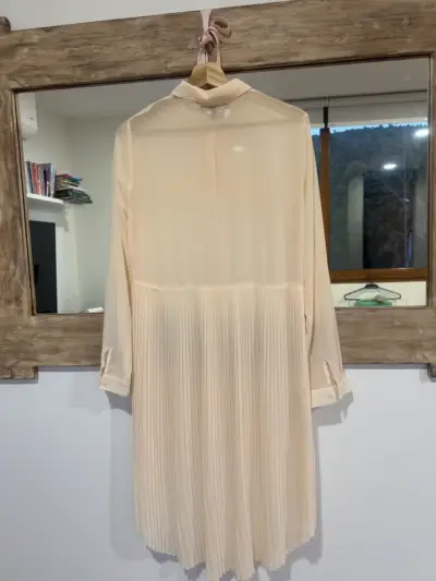 Blusa larga beige transparente elegante - miniatura 2