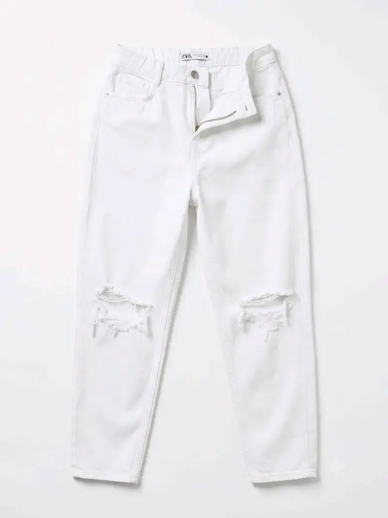 Jeans blancos rotos para mujer Zara