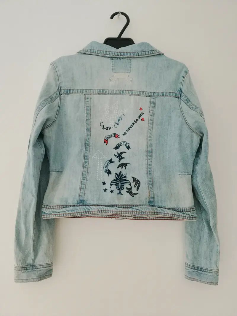 Chaqueta de mezclilla azul claro para mujer - 2