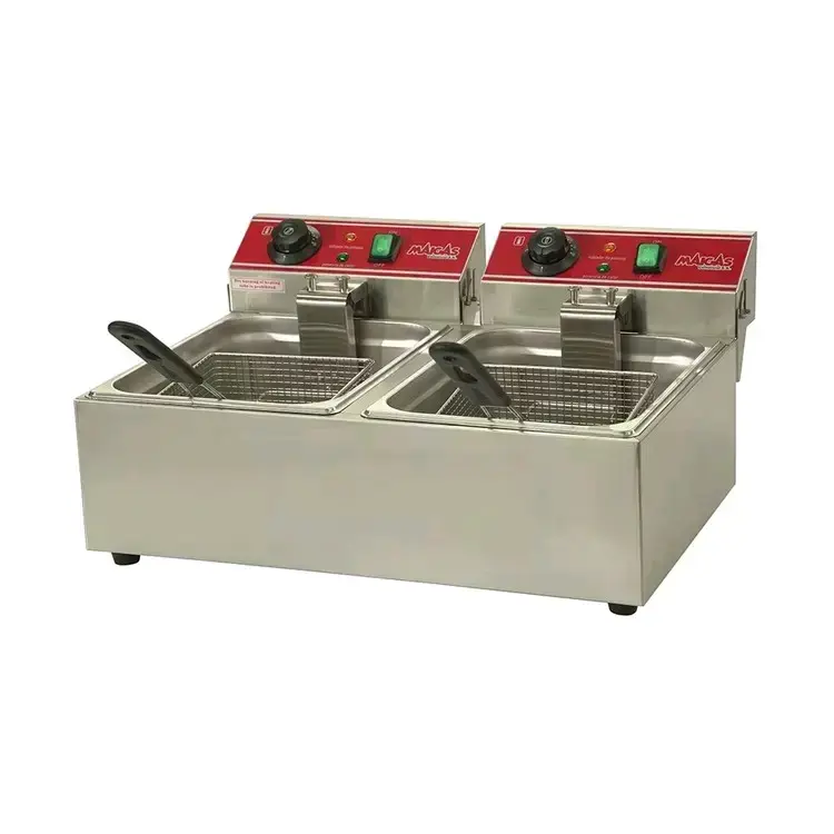 Freidora doble industrial de acero inoxidable