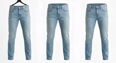Jeans azul claro de mezclilla para hombre - miniatura 1