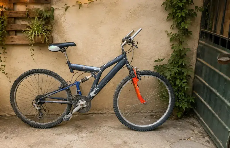 Bicicleta de montaña usada con suspensión
