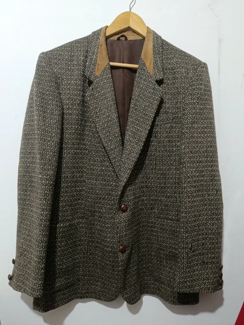 Blazer de lana con detalles en gamuza - 3