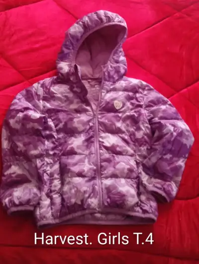 Chaqueta acolchada morada para niña T.4 - miniatura 1