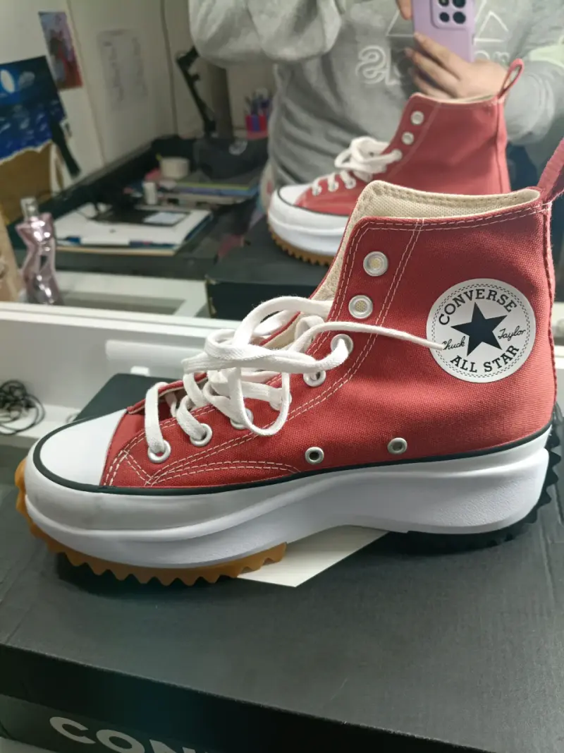 Zapatillas Converse All Star rojas plataforma - 4