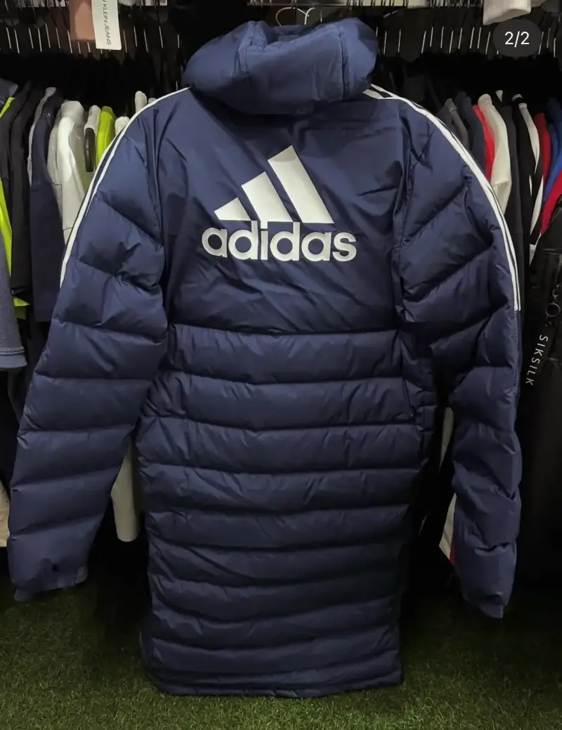 Abrigo largo Adidas azul con capucha - 2