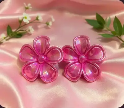 Aros de flor rosa brillante - miniatura 1