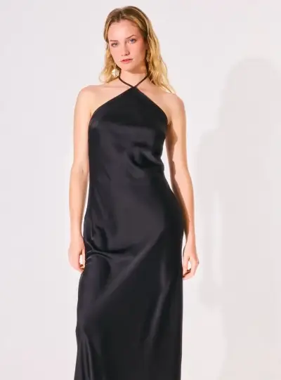 Vestido Club Mol largo negro halter talla S - miniatura 1
