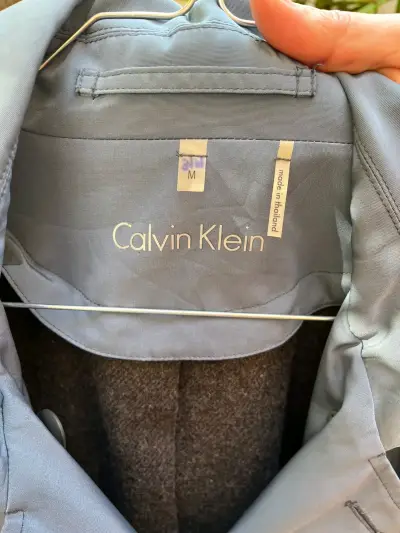 Abrigo trench Calvin Klein gris-celeste para mujer - miniatura 3