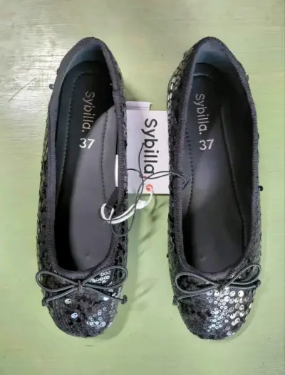 Chinitas negras con lentejuelas Sybilla talla 37 - miniatura 1