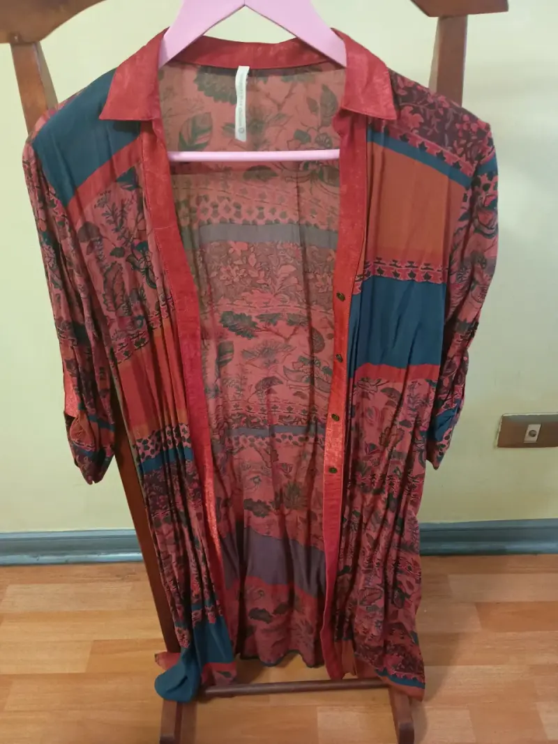 Kimono largo estampado floral bohemio - 1
