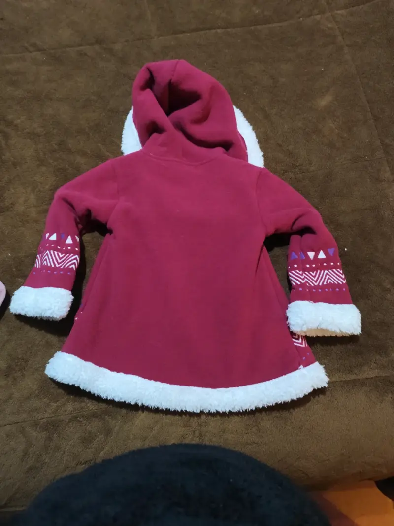 Abrigo infantil limonada rojo con capucha y forro - 3
