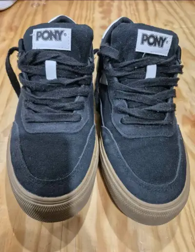 Zapatillas Pony negras de lona unisex - miniatura 1