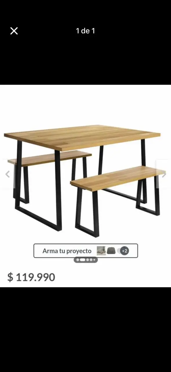 Juego de comedor de madera y metal