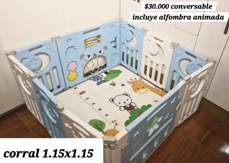 Corral infantil con alfombra animada