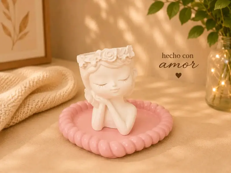Macetero decorativo de cerámica con diseño floral