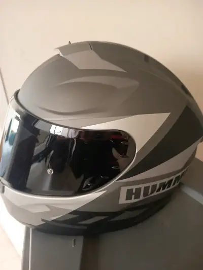 Casco Hummer gris para motocicleta - miniatura 3