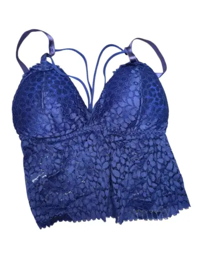 Bralette de encaje azul con tirantes - miniatura 2