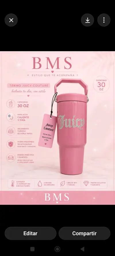 Termo Juicy Couture 30oz rosa elegante - miniatura 1