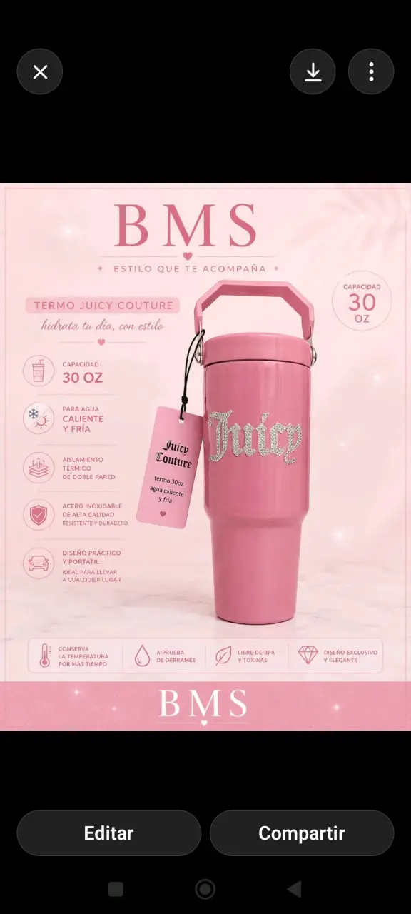 Termo Juicy Couture 30oz rosa elegante - 3