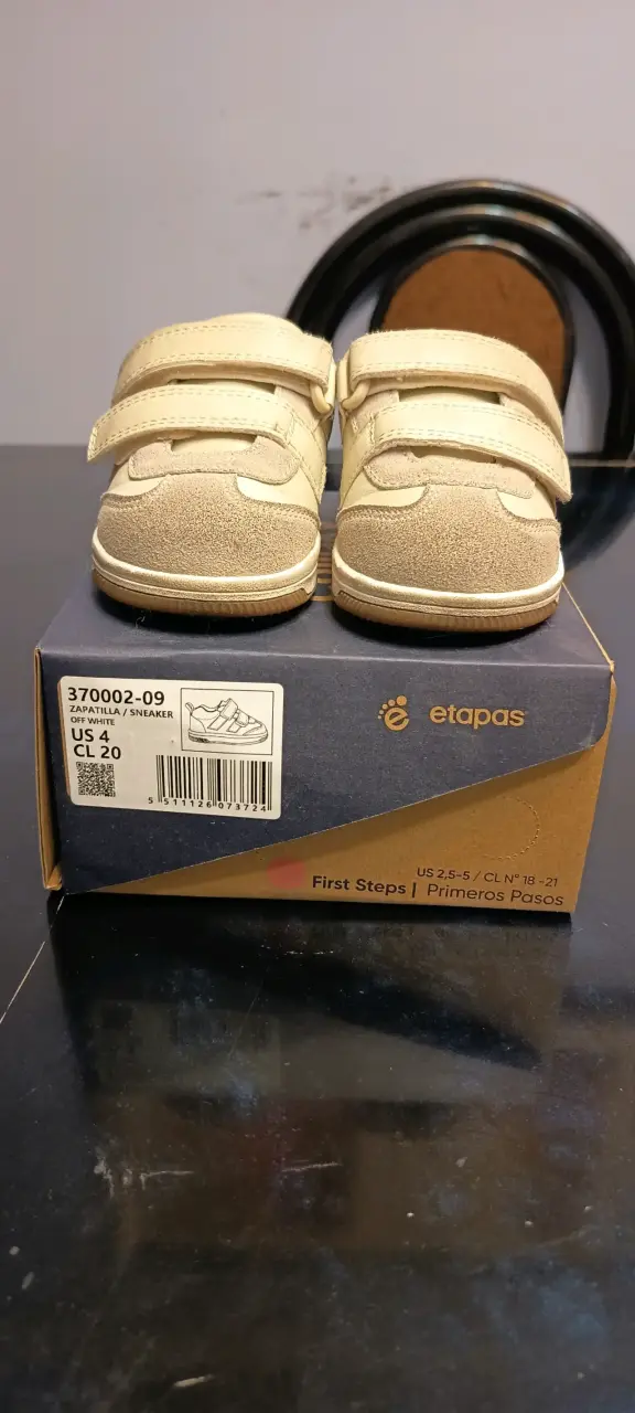 Zapatillas beige y lila para niñas con velcro - 3