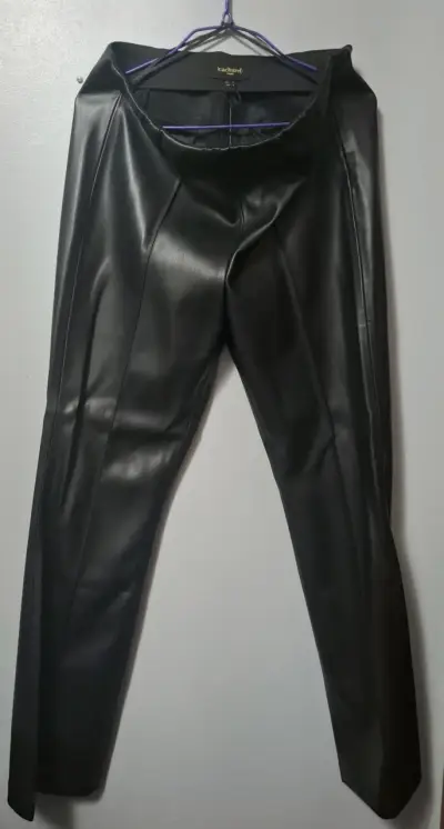 Pantalones de cuero negro Cacharel - miniatura 1