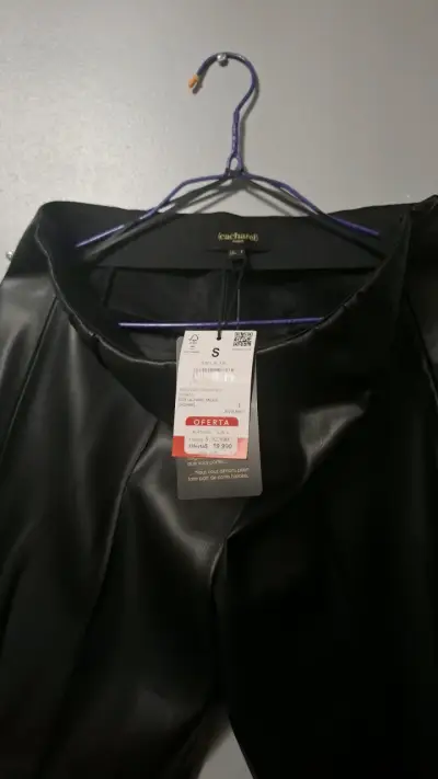 Pantalones de cuero negro Cacharel - miniatura 2