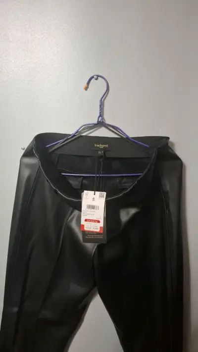 Pantalones de cuero negro Cacharel - miniatura 3