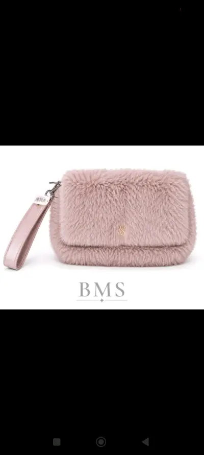 Cartera de mano peluda color rosadoaplomado - miniatura 4