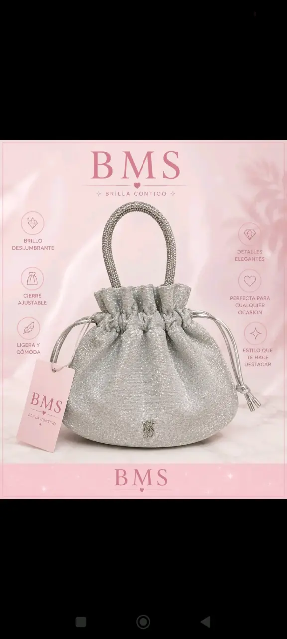 Bolso de mano plateado vs  con brillo - 2