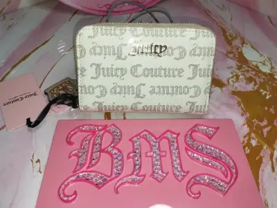 Billetera Juicy Couture beige con logo - miniatura 1
